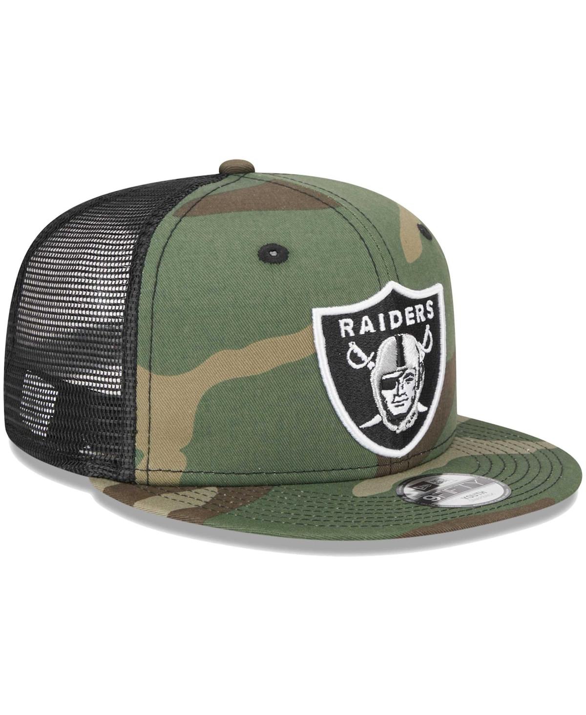 New Era Big Boys And Girls  Camo Las Vegas Raiders Main Trucker 9fifty Snapback Hat In Camo
