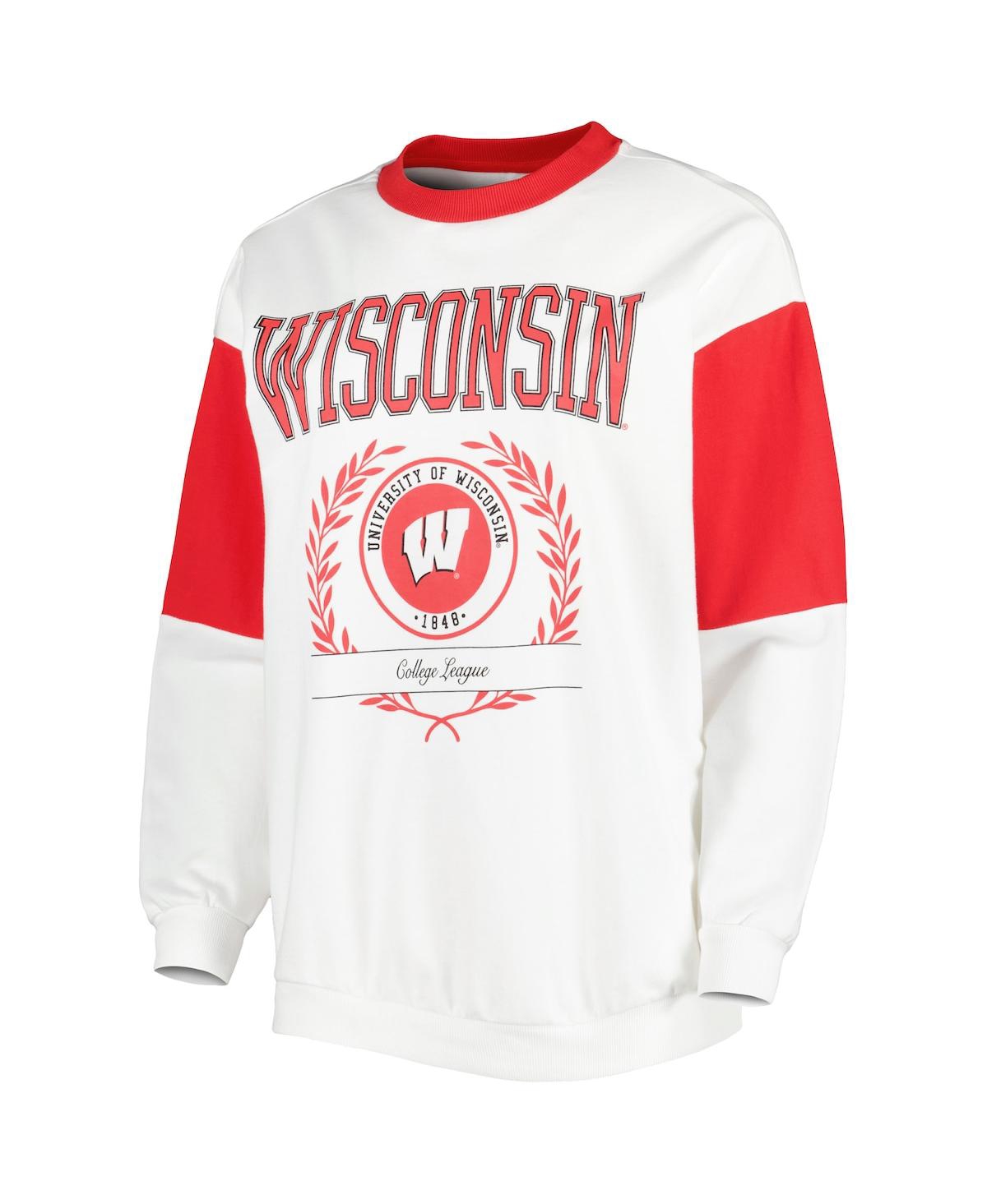 Women's Gameday CoutureWisconsin Badgers It's A Vibe Dolman Pullover Sweatshirt - White
