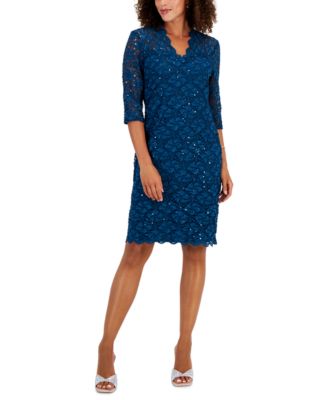 Connected Women s 3 4 Sleeve Lace Sheath Dress Macy s