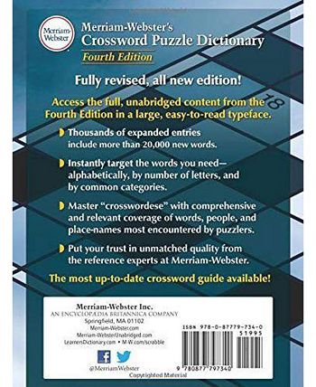Barnes Noble Merriam Webster #39 s Crossword Puzzle Dictionary Fourth