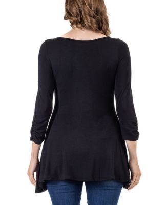 Women's Ruched Sleeve Swing Tunic Top