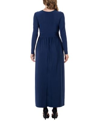 Women's Long Sleeve V-neck Side Slit Maxi Dress