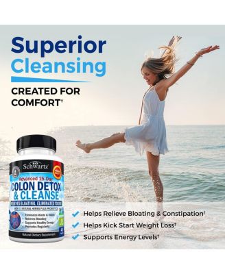 Colon Cleanser & Detox for Weight Loss - 15 Day Fast-Acting Cleanse, Probiotic Fiber, Noni - Constipation Relief, 45 Count