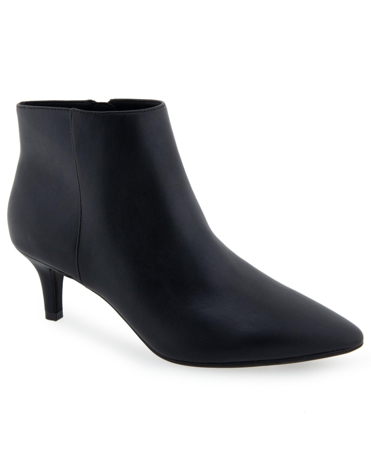 Shop Aerosoles Edith Boot-ankle Boot-mid Heel In Black - Faux Leather