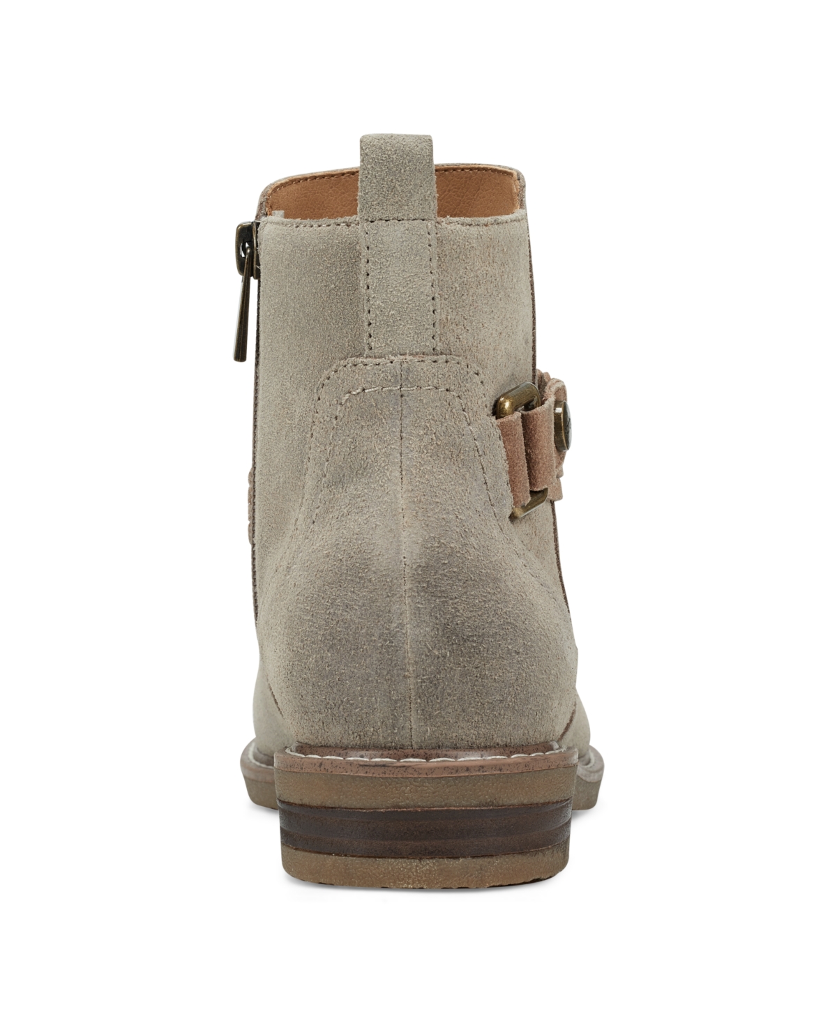 Earth Women's Jeno Round Toe Woven Casual Stacked Heel Booties -Suede
