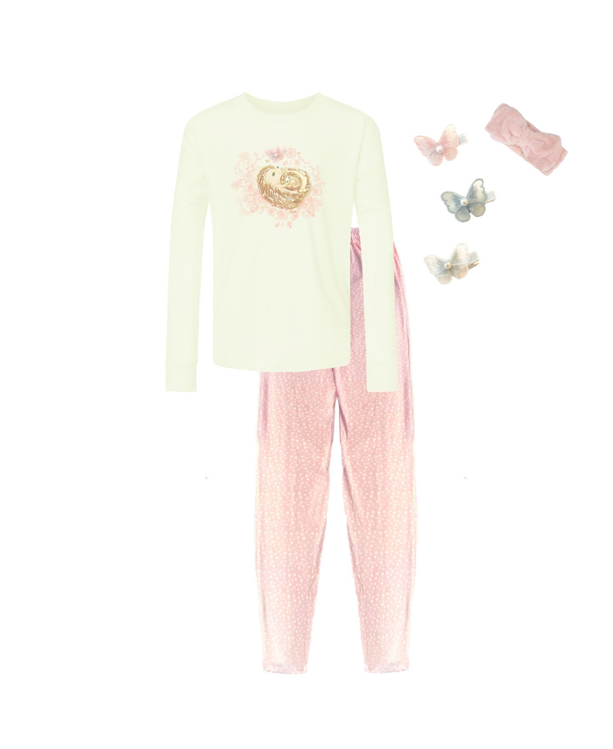Mi Amore Gigi Toddler, Child Girls Hedgehog Interactive Pajama Set In Peach And Cream