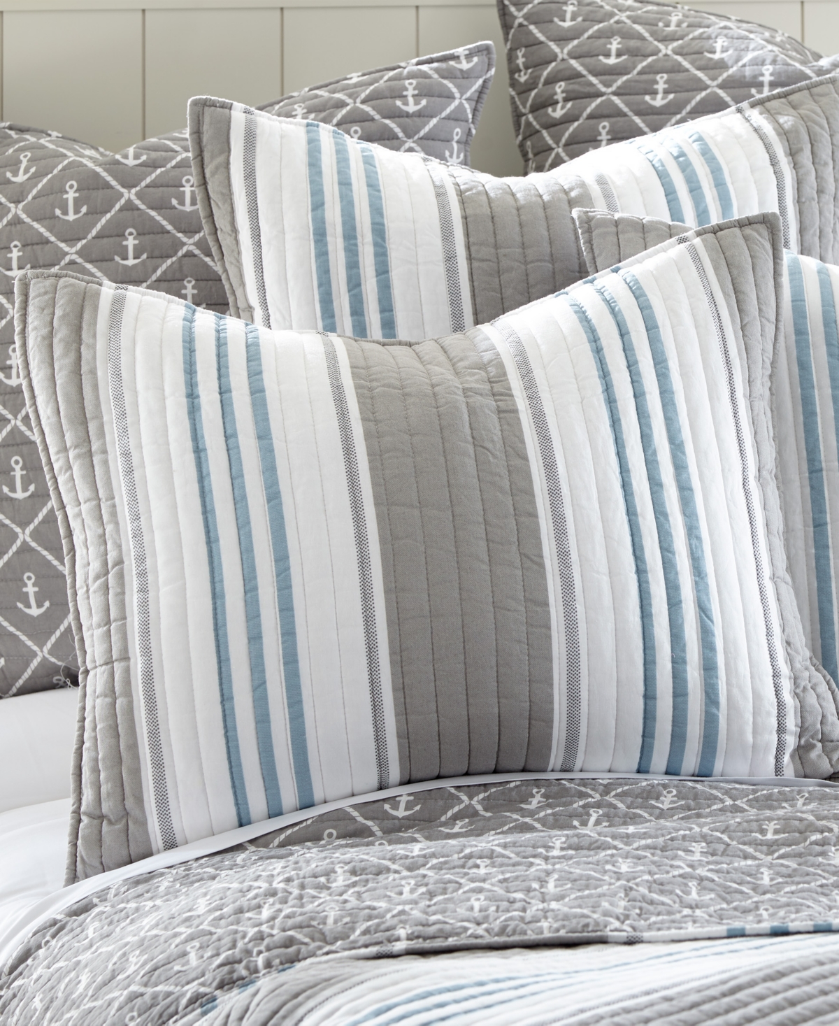 Levtex Provincetown Sham, Standard In Gray,blue,white