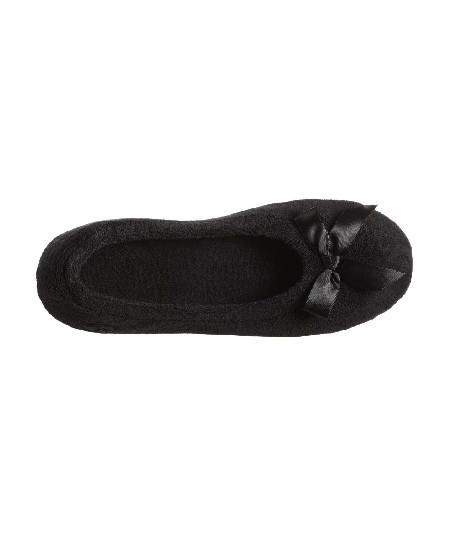 Женские тапочки Isotoner Signature Terry Indoor/Outdoor Ballerina Slippers, цвет: Чёрный — фото 5
