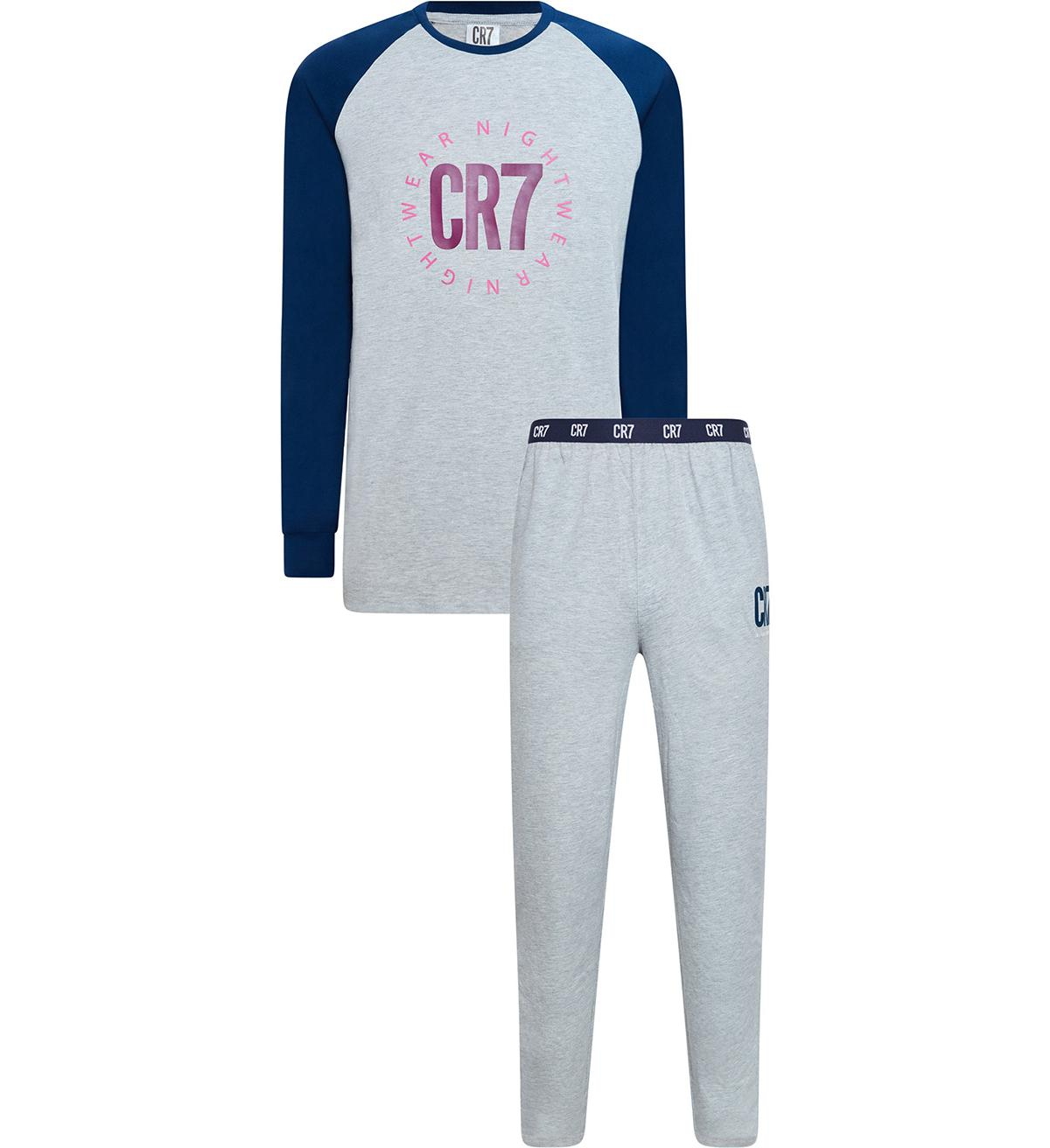 Men's Cotton Loungewear Top and Pant Set - Gray, Blue, Pink