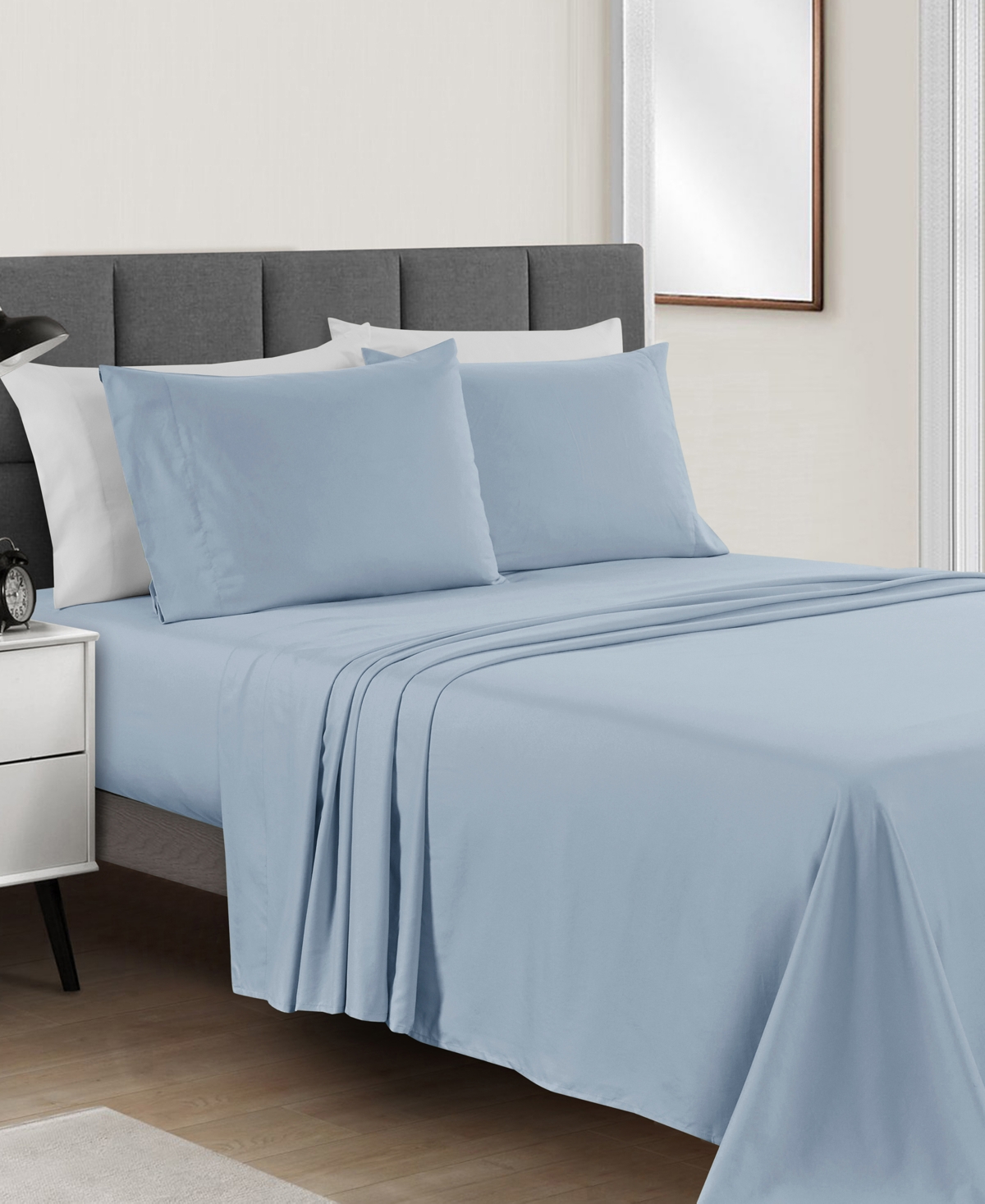 Sunham Microfiber Easy Care Solid 4-pc. Sheet Set, California King In Light Blue