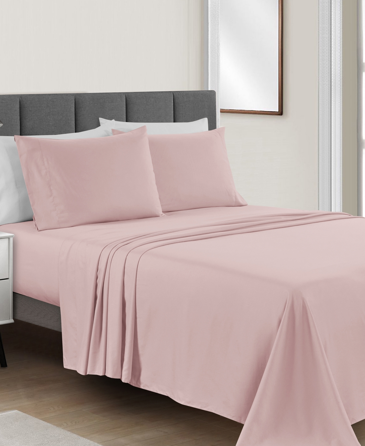 Sunham Microfiber Easy Care Solid 4-pc. Sheet Set, Queen In Blush
