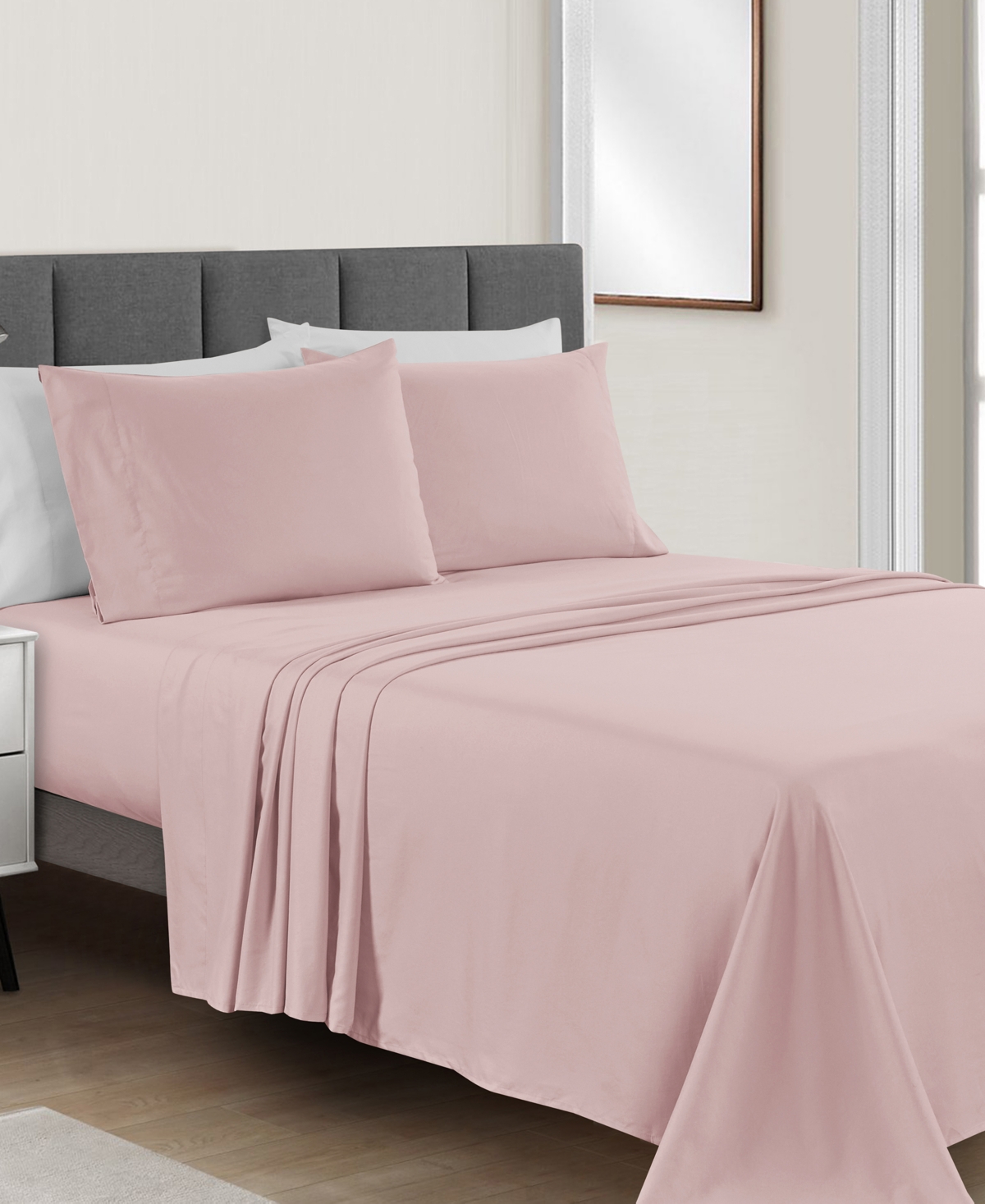 Sunham Microfiber Solid 4-pc. Sheet Set, Queen In Blush