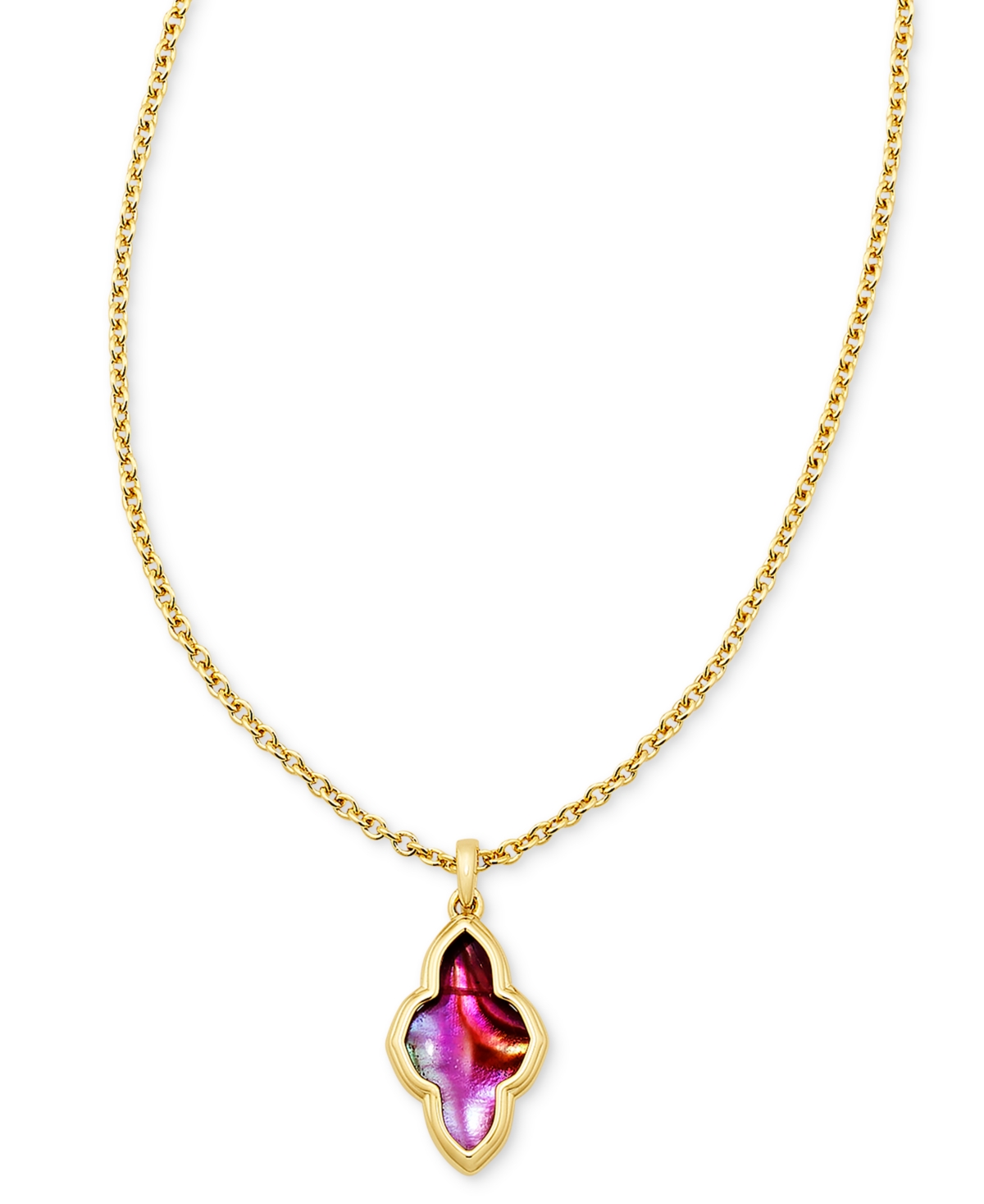 Shop Kendra Scott 14k Gold-plated Stone Medallion 19" Adjustable Pendant Necklace In Light Burgundy Illusion