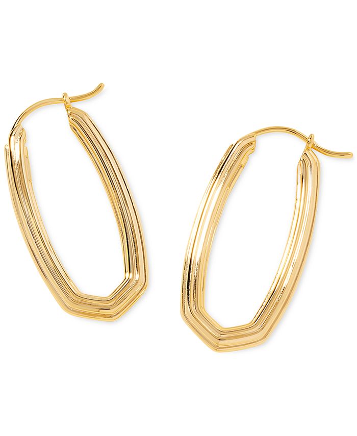 Kendra Scott 14k Gold-Plated Ridged Oval Hoop Earrings - Macy's