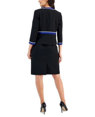 Shop Kasper Womens Contrast Framed Jacket Combo Framed Dress In Black,royal