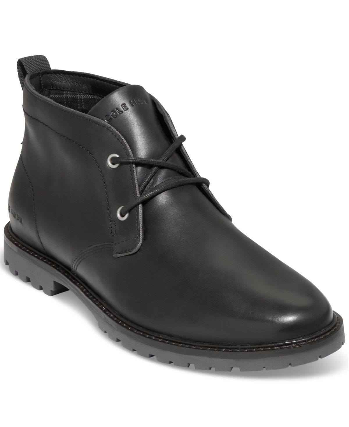 Men's Midland Leather Water-Resistant Lace-Up Lug Sole Chukka Boots - Black/grey Pinstripe Wr