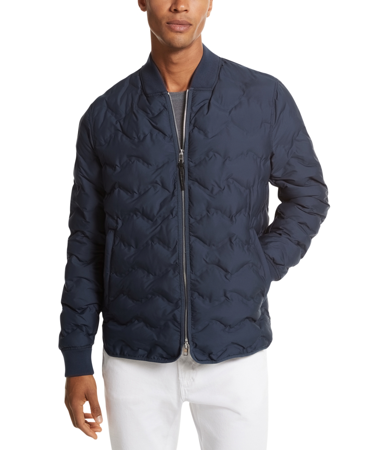 Michael Kors Quilted Jacket In Blue