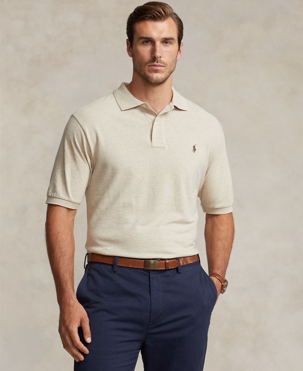 Мужские Polo Ralph Lauren Men's Big & Tall The Iconic Mesh Polo Shirt — фото 2