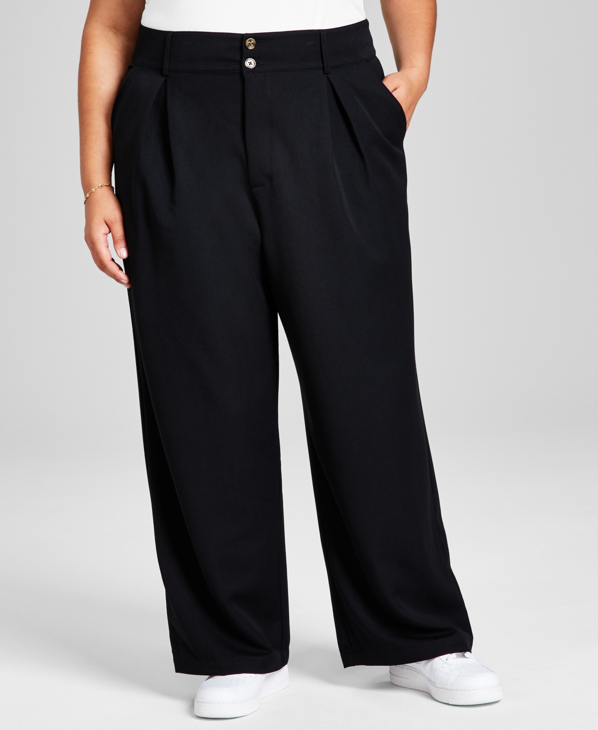 And Now This Plus Size Straight-leg Trousers In Black