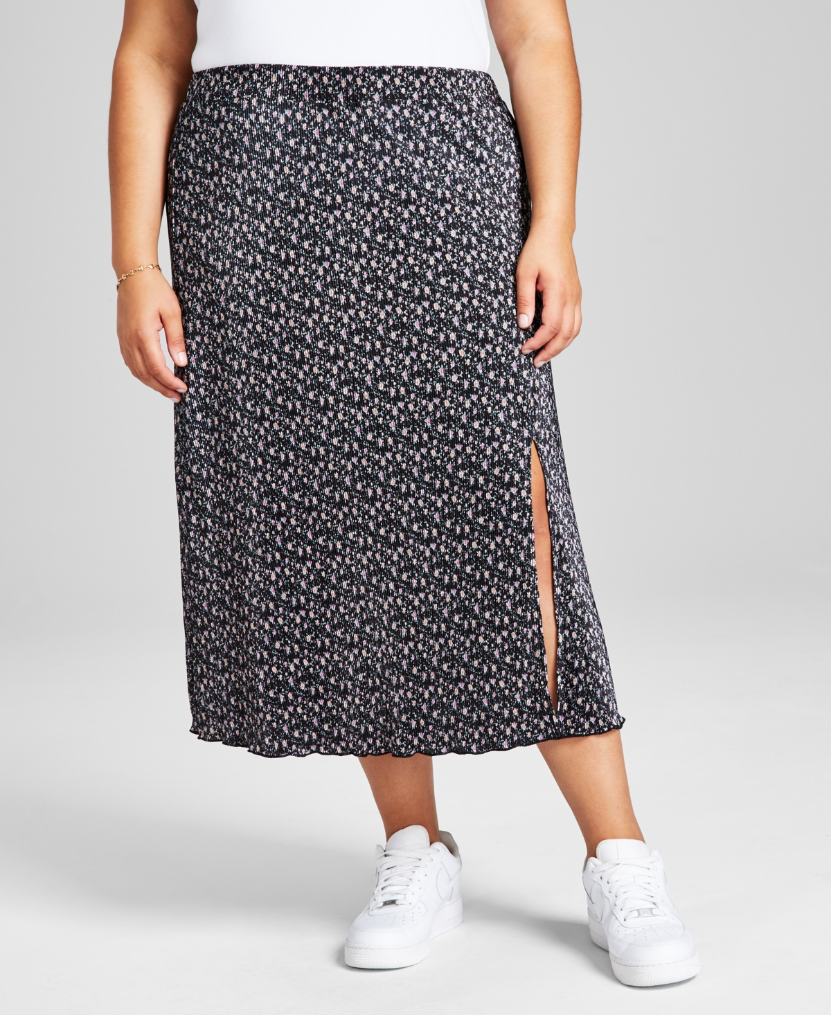 AND NOW THIS PLUS SIZE KNIT MIDI SKIRT