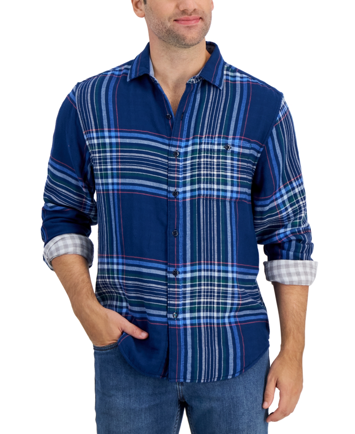 Tommy Bahama Men's Perfect Duo Yarn-dyed Double-weave Plaid Button-down Shirt In Coastline