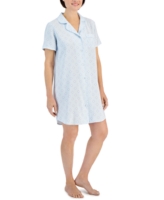 Charter Club Women's Short-Sleeve Matte Satin Sleepshirt, Created for Macy's - Diamond Geo