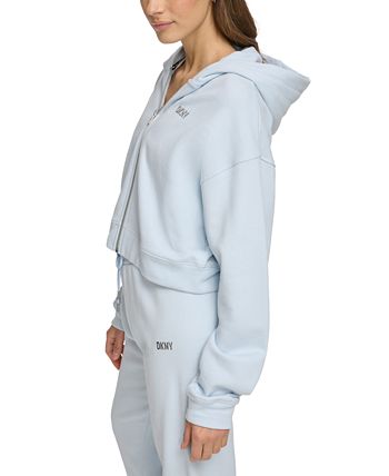 DKNY Women's Metallic-Logo Zip-Up Hooded Sweatshirt - Macy's