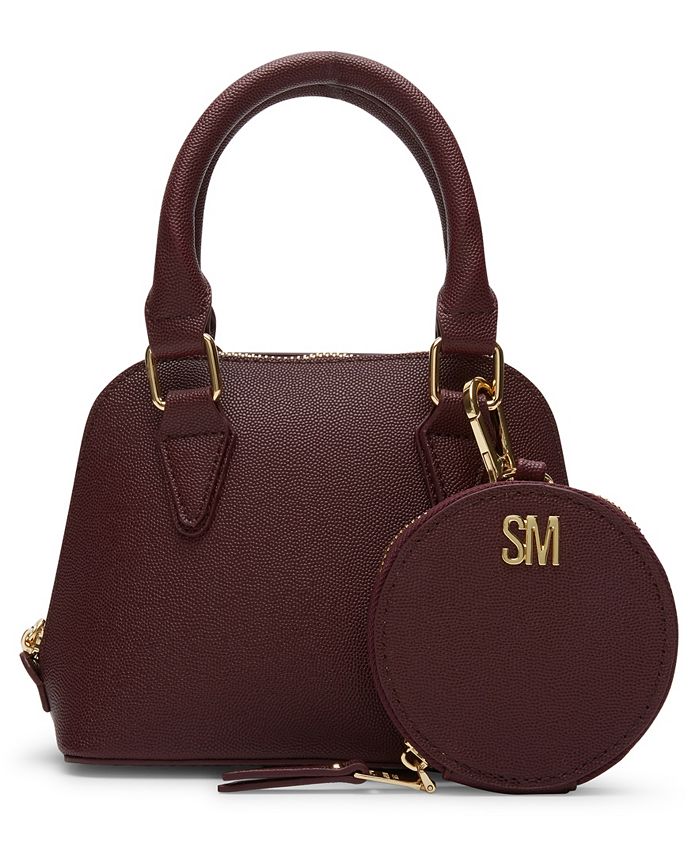 Steve Madden Off-White & Brown Faux Leather Zip Dome Crossbody