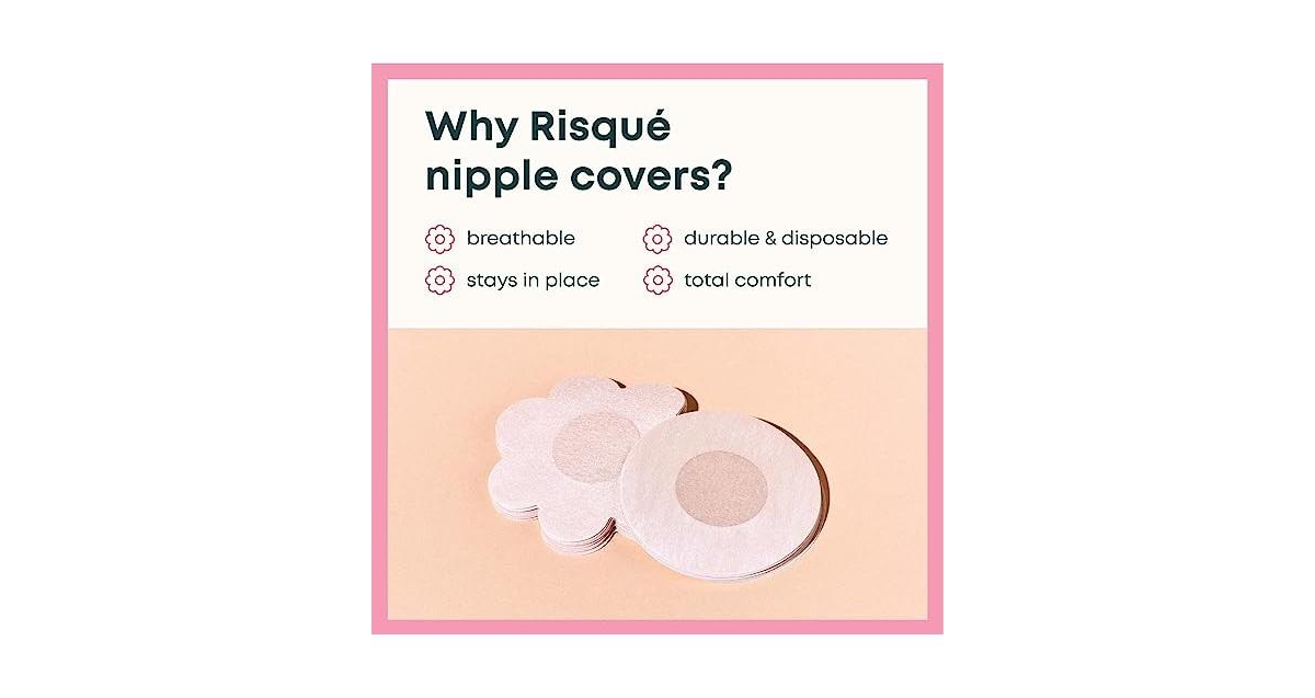 Risque Women's No Show Disposable Nipple Covers, 40petals -khaki