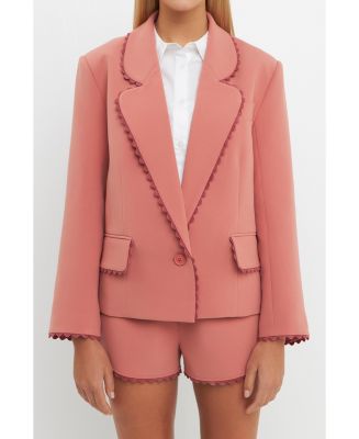 English Factory Women's Rickrack Edge Blazer - Macy's