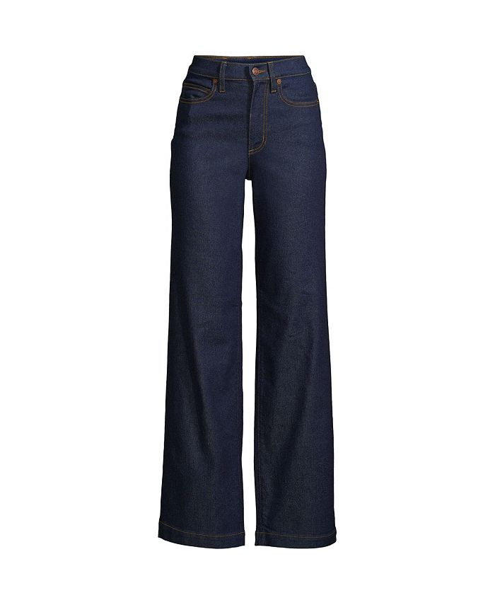 Lands' End Plus Size Recover High Rise Wide Leg Blue Jeans - Macy's