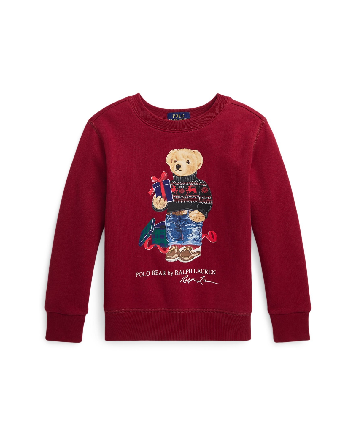 Polo Ralph Lauren Kids' Big Boys Polo Bear Fleece Sweatshirt In Holiday Red Gift Bear