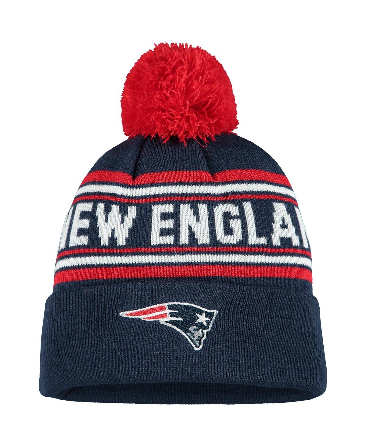 OUTERSTUFF YOUTH BOYS AND GIRLS NAVY NEW ENGLAND PATRIOTS JACQUARD CUFFED KNIT HAT WITH POM