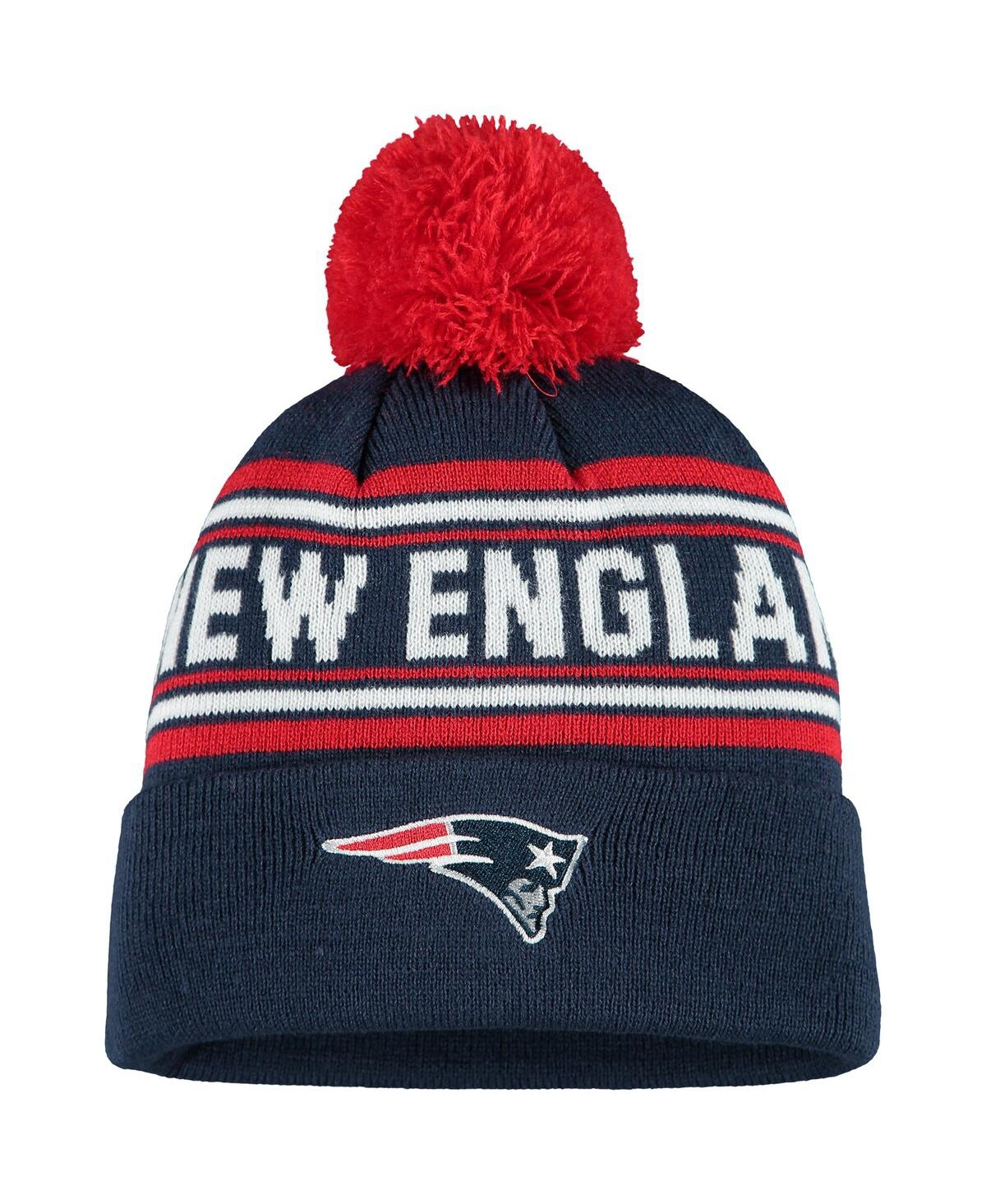 Outerstuff Little Boys And Girls Navy New England Patriots Jacquard Cuffed Knit Hat With Pom In Navy