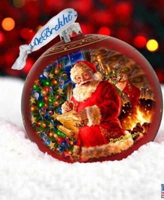 Wish List Santa Large Holiday Glass Collectible Ornaments D. Gelsinger