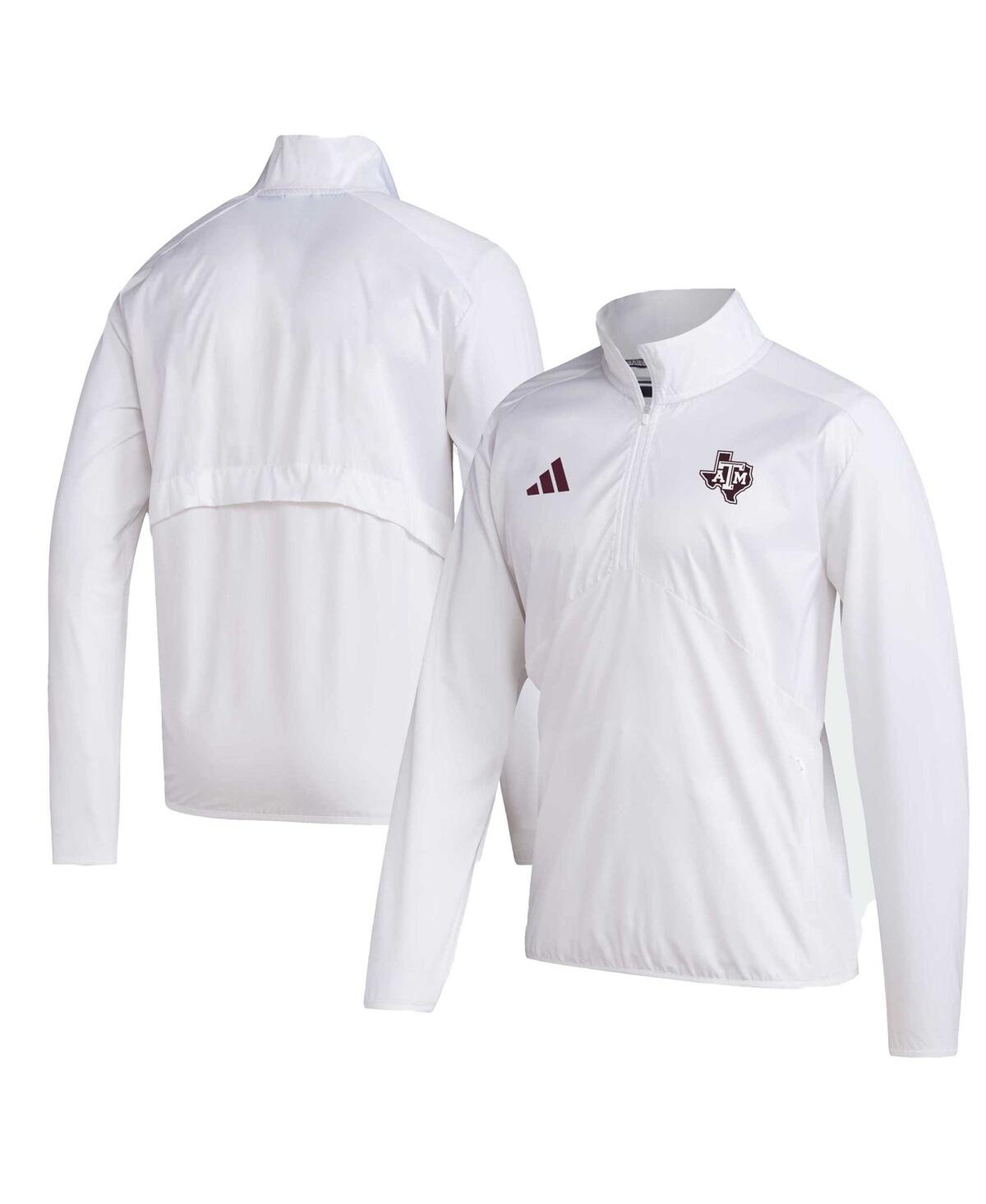 Men's adidasTexas A&M Aggies Sideline Aeroready Raglan Sleeve Quarter-Zip Jacket - White