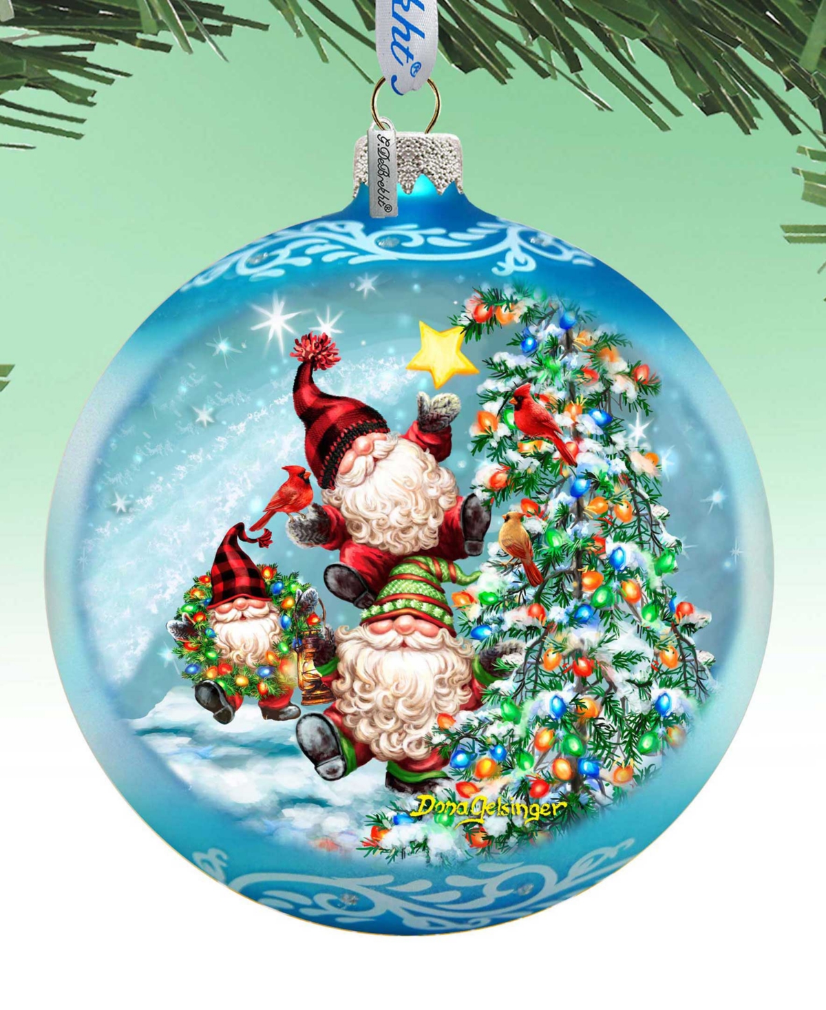Designocracy Reaching High Dwarfs Lg Glass Christmas Collectible Ornaments D. Gelsinger In Multi Color