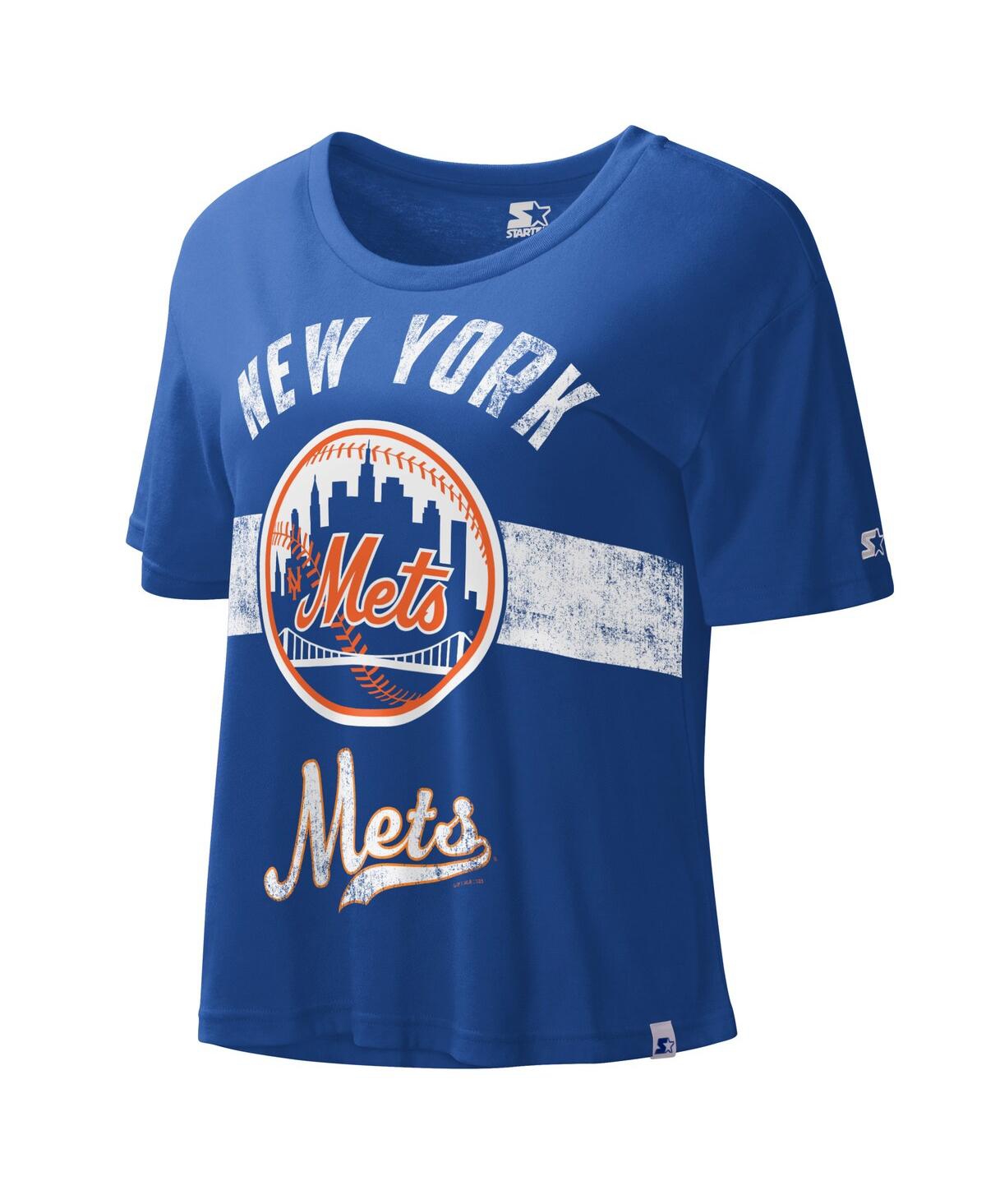 Starter Women's  Royal New York Mets Cooperstown Collection Record Setter Crop Top