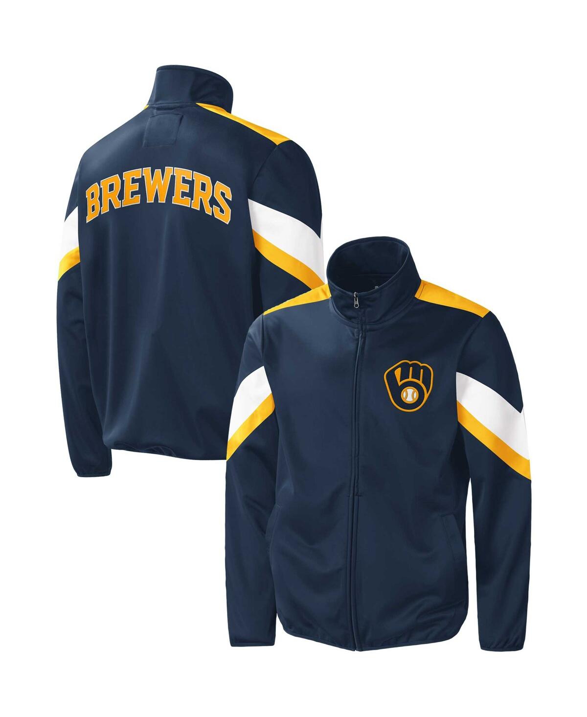 G-iii Sports By Carl Banks Men's  Navy Milwaukee Brewers Earned Run Full-zip Jacket
