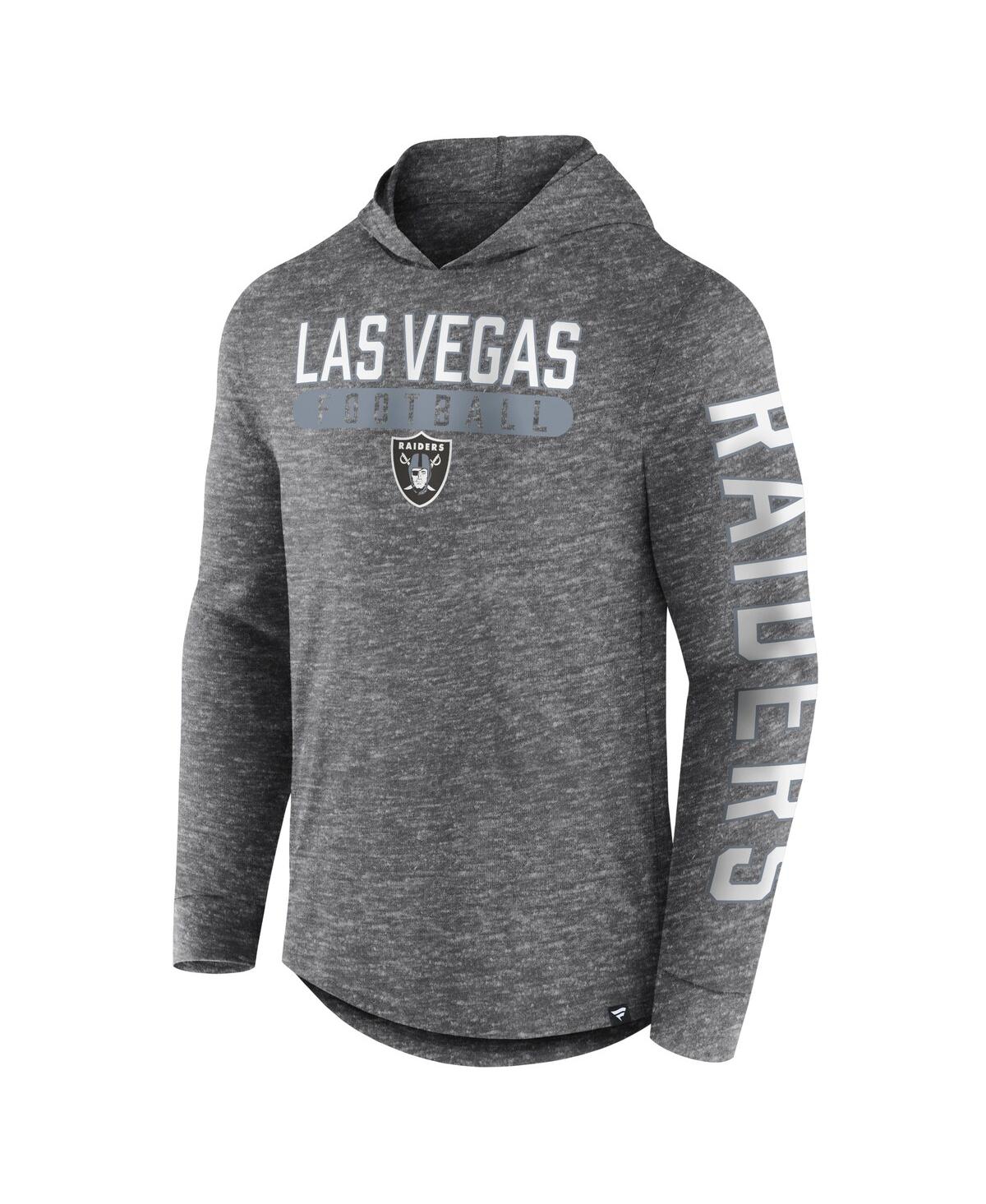 Fanatics Branded Heather Charcoal Las Vegas Raiders Pill Stack Long Sleeve Hoodie T-shirt In Heather Charcoal