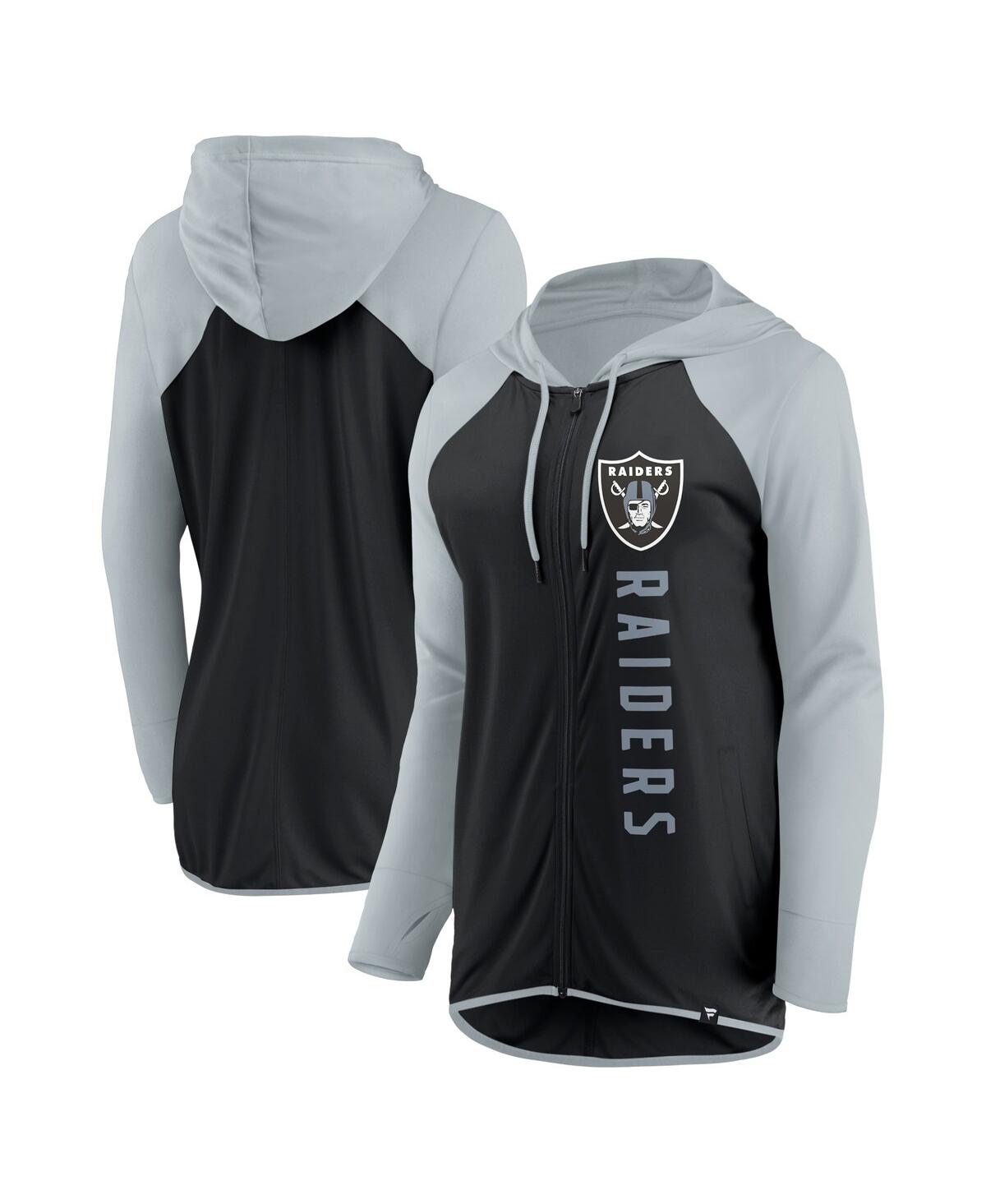 Fanatics Women's  Black, Silver Las Vegas Raiders Forever Fan Full-zip Hoodie In Black,silver