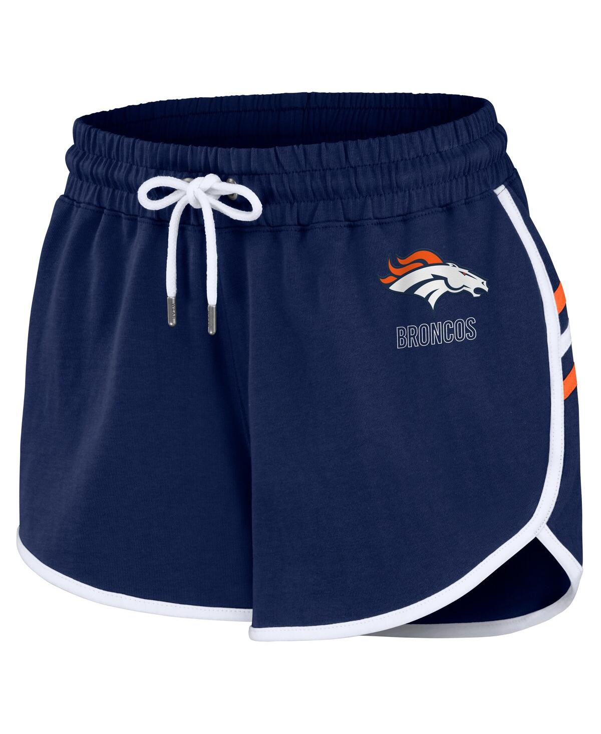 Shop Wear By Erin Andrews Women's  Navy Denver Broncos Hem Shorts