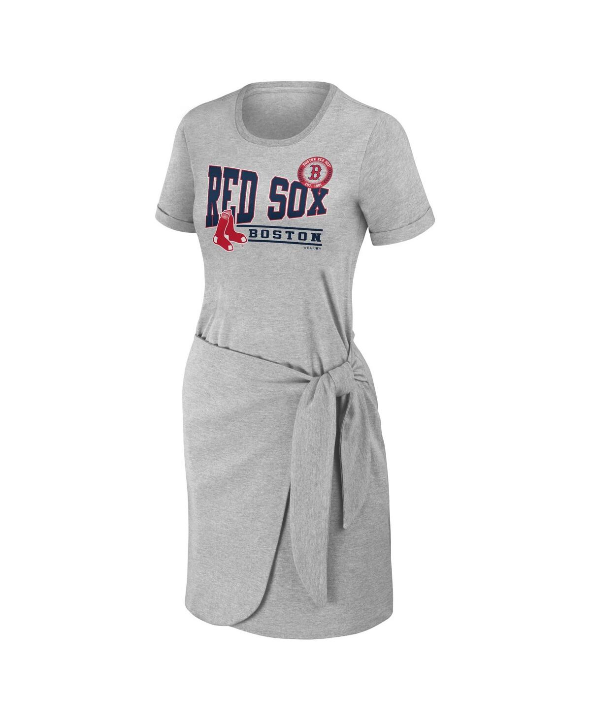 Women's Wear by Erin AndrewsBoston Red Sox Knotted T-shirt Dress - Heather Gray