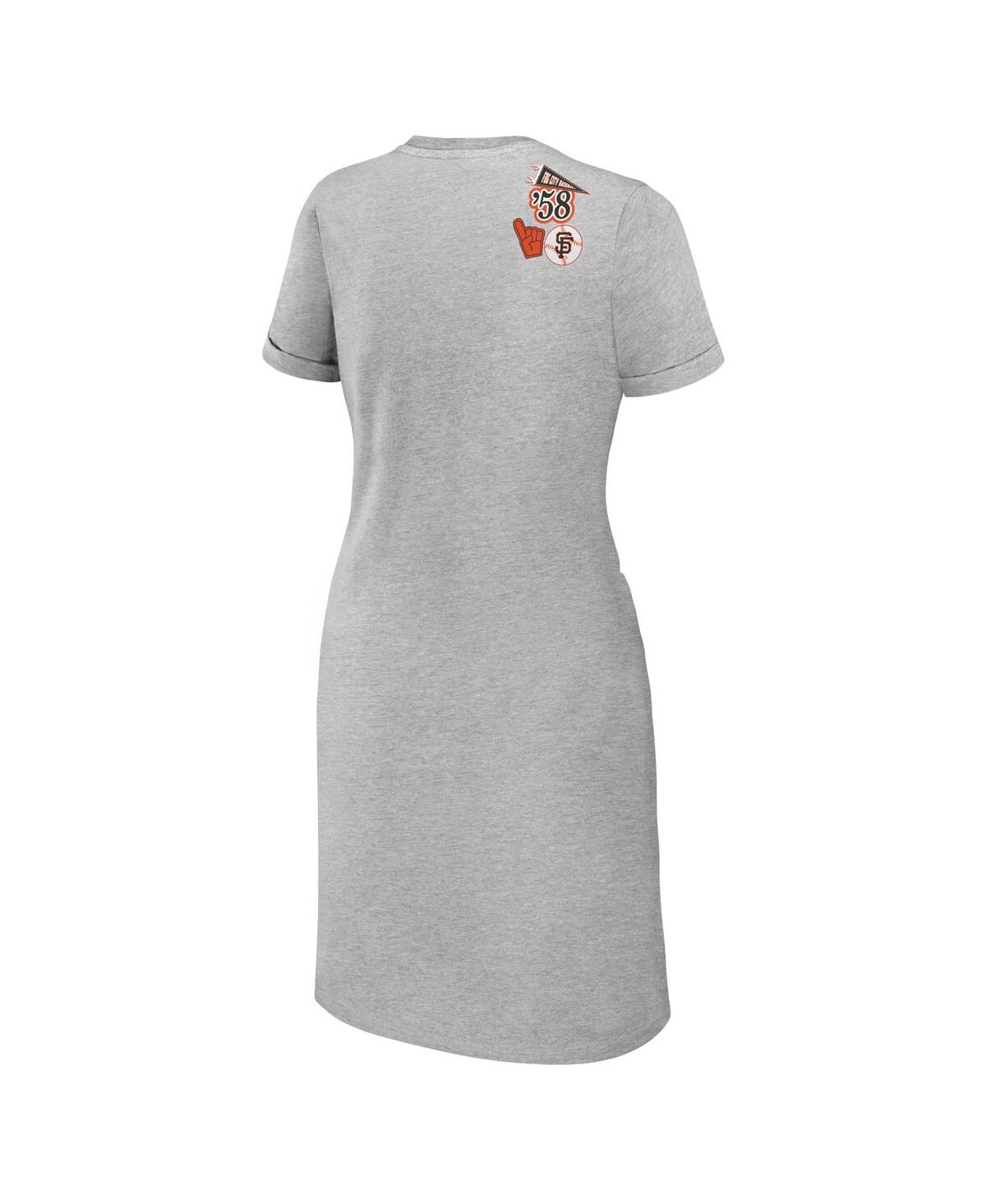 Shop Wear By Erin Andrews Women's  Heather Gray San Francisco Giants Knotted T-shirt Dress