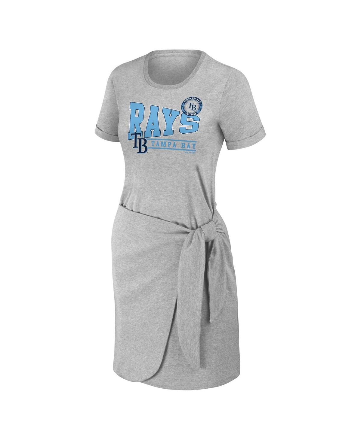 Wear By Erin Andrews Women's  Heather Gray Tampa Bay Rays Knotted T-shirt Dress In Heather Gray