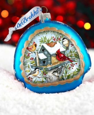 Winter Cardinals Rainbow Christmas Mercury Glass Ornaments S. Winget