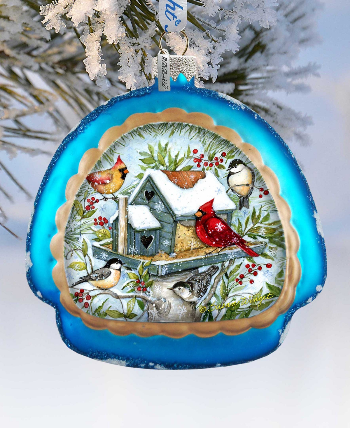 Designocracy Winter Cardinals Rainbow Christmas Mercury Glass Ornaments S. Winget In Multi Color