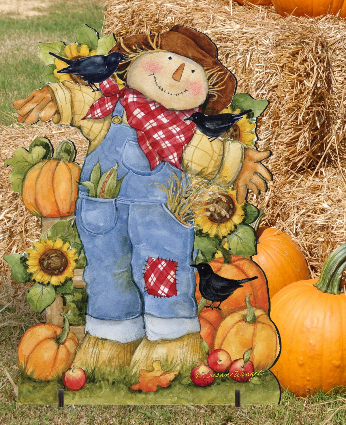 Designocracy Outdoor Holiday Free Standing Garden Decor Scarecrow S. Winget In Multi Color