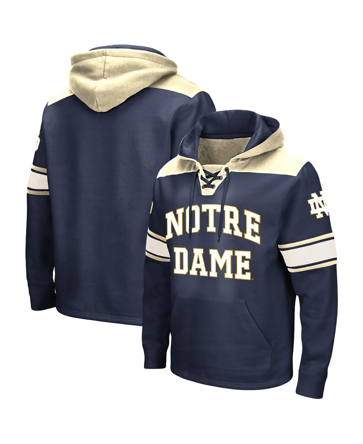 Men's Colosseum Navy Notre Dame Fighting Irish Big and Tall Hockey Lace-Up Pullover Hoodie - Navy
