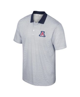 Men's White, Navy Arizona Wildcats Print Stripe Polo Shirt